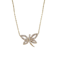 Zirconia Dragonfly Necklace (14K)
