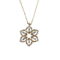 Zirconia Baguette Flower Necklace (14K)