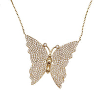 Zirconia Iced-Out Butterfly Fancy Chain (14K)