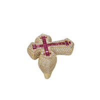 Zirconia Iced Out Cross Ring (14K)