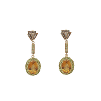 Peridot, Citrine and Diamond Dangling Earring (14K)