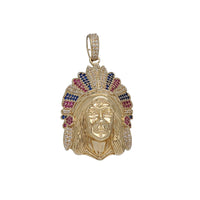 Indian Chief Head CZ Pendant (14K)