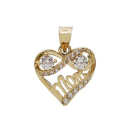 Zirconia "Mom" Infinity Heart Pendant (14K)