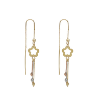 Tricolor Flower Dangling Earrings (14K)