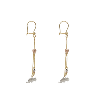 Tricolor Elephant Dangling Earrings (14K)