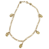 Elephant Charms Figaro Anklet Bracelet (14K).