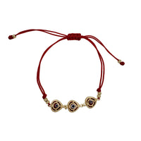 Heart Evil Eye Charms With Black String (14K)