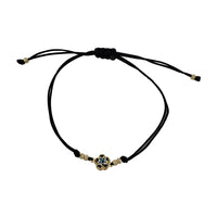 Flower Evil Eye With Black String Bracelet (14K)