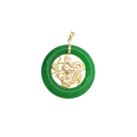 Dragon Round Jade Pendant (14K)