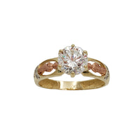 Zirconia Engagement Ring With Saint Jude Ring (14K)