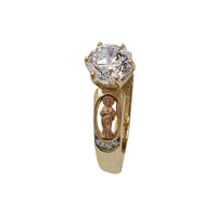 Zirconia Engagement Ring With Saint Jude Ring (14K)