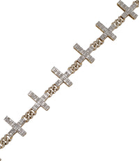 Diamond Baguette Crass With Cuban Link Bracelet (14K).
