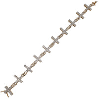 Diamond Baguette Crass With Cuban Link Bracelet (14K).