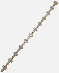 Diamond Two-Tone Baguette Cross Bracelet (14K).