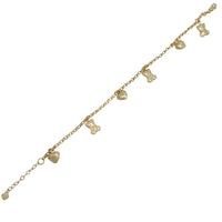 Heart With Teddy Bear Charms Bracelet (14K)