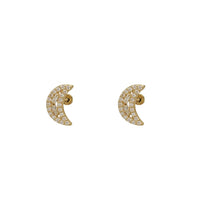 Zirconia Moon Stud Earrings (14K)