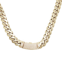 Zirconia Monaco Curved Locked Chain (14K)