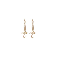 Fancy Cross Huggie Earrings (14K)
