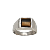 Square Signet Tiger-Eye Ring (Silver)