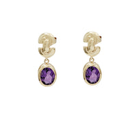 Oval Amethyst Stud Earrings (14K)