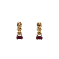 Diamond & Ruby Triangle Stud Earrings (14K)
