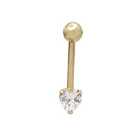 Zirconia Heart Barbell Piercing (14K)