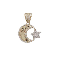 Moon & Star Diamond-Cut CZ Pendant (14K)