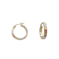 Tricolor Diamond-Cut Flat hoop Earrings (14K)