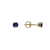 Blue Sapphire Solitaire Stud Earrings (14K)