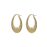 Textured Oval Hoop Earrings (14K)