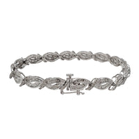 Baguette White Gold Diamond Bracelet (10K).