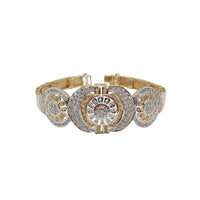 Two-Tone Floral Diamond Bangle (14K)
