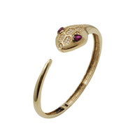 Zirconia Snake Bangle Bracelet (14K)
