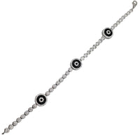 Zirconia Bezel Evil Eyes Tennis Bracelet (Silver)