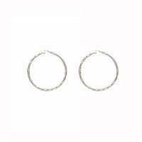 Gree Key Textured Twisted Hoop Earrings (Silver)
