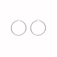 Diamond Cut Hoop Earrings (Silver)