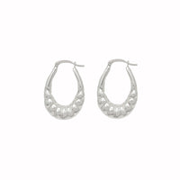 Shrimp Texture Hoop Earrings (Silver)