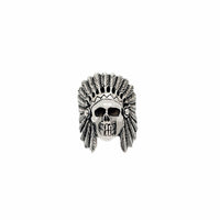 Antique-Finish Indian Chief Skull Ring (Silver)