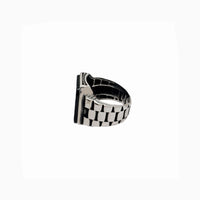 Black Onyx Watch Band Ring (Silver)