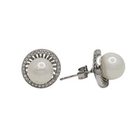 Zirconia Pearl Earrings (Silver)