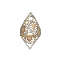 Zirconia Tricolor Cross Fancy Ring (14K)