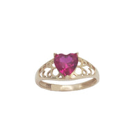 Baby-Sized/ Pinky Textured Heart Birthstones Ring (14K)