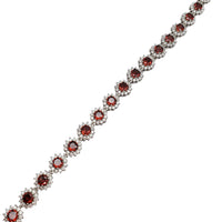 Red Zirconia Round Tennis Bracelet (Silver)