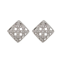 Zirconia Square Grid Stud Earring (Silver)