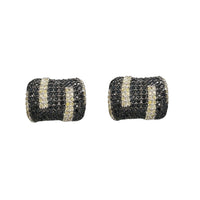 Zirconia Black Onyx Square Stud Earrings (Silver)