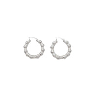 Bamboo Style Hoop Earrings Sterling Silver