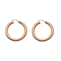 Rose Gold Textured Hoop Earrings (14K)