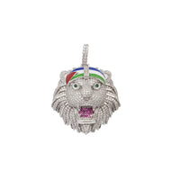 Zirconia Enamel Lion Head Pendant (Silver)