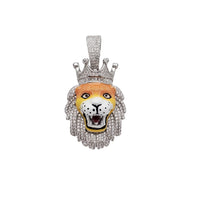 Zirconia Enamel Lion Head Pendant (Silver)
