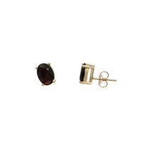 Oval Garnet Stud Earrings (14K)